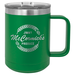 Green Polar Camel 15 oz. Coffee Mug with Clear Slider Lid