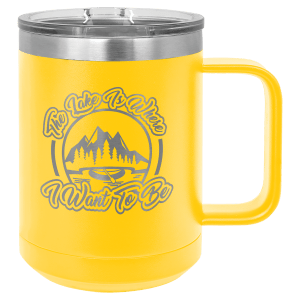 Yellow Polar Camel 15 oz. Coffee Mug with Clear Slider Lid