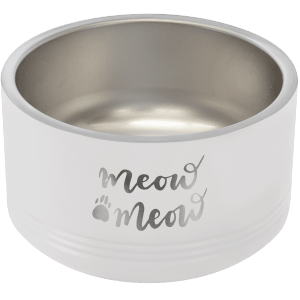 White 18 oz. Polar Camel Powder Coated Stainless Steel Dog Bowl