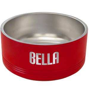 Red 64 oz. Polar Camel Powder Coated Stainless Steel Dog Bowl