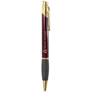 Burgundy Anodized Aluminum Ballpoint Pen with Rubber Gripper