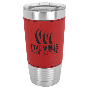 Red Leatherette Wrapped Polar Camel Tumbler with Clear Lid