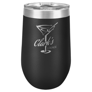 Black 16 oz. Polar Camel Stemless Tumbler with Clear Lid