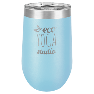 Light Blue 16 oz. Polar Camel Stemless Tumbler with Clear Lid