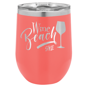 Coral 12 oz. Polar Camel Stemless Tumbler with Clear Lid