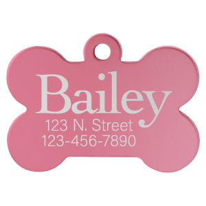 Pink Anodized Aluminum Bone Pet Tag