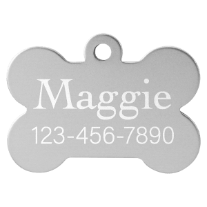 Silver Anodized Aluminum Bone Pet Tag