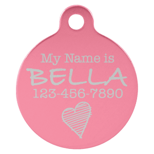 Pink Anodized Aluminum Round Pet Tag