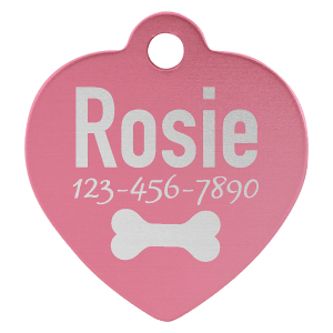 Pink Anodized Aluminum Heart Pet Tag