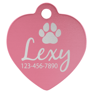 Pink Anodized Aluminum Heart Pet Tag