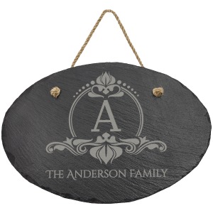 Oval Slate Decor with Hanging String