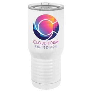 White Full Color Polar Camel 20 oz. Tall Ringneck Tumbler with Clear Lid