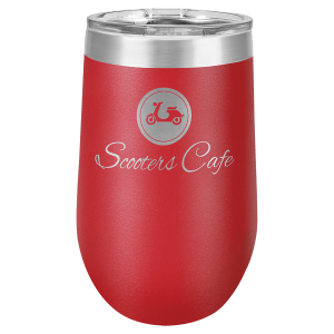Red 16 oz. Polar Camel Stemless Tumbler with Clear Lid