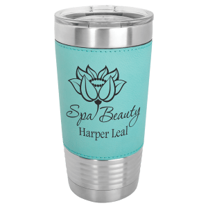 Teal Leatherette Wrapped Polar Camel Tumbler with Clear Lid