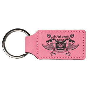 Pink Leatherette Rectangle Keychain