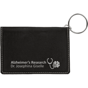 Black/Silver Leatherette ID Holder Keychain