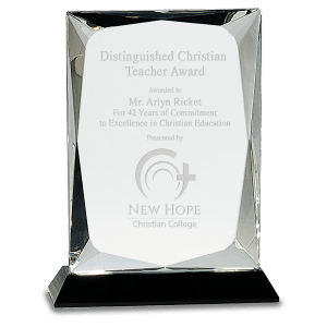 8" Clear Crystal Rectangle on Black Base