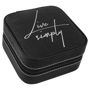 Black/Silver Leatherette Travel Jewelry Box with Black Lining