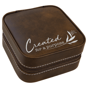 Rustic/Silver Leatherette Travel Jewelry Box with Black Lining