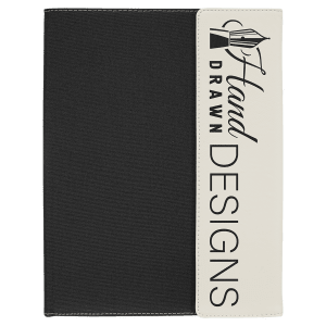 Black with White/Black Leatherette Canvas Portfolio with Notepad