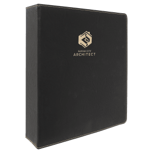 Black/Gold Leatherette 3-Ring Binder with 2 Slant D Rings