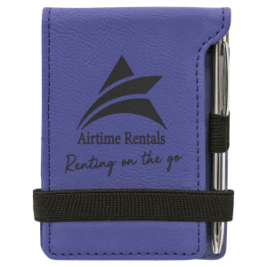 Purple Leatherette Mini Notepad with Pen