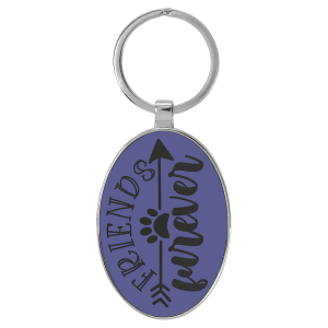 Purple Lasered Leatherette/Metal Oval Keychain