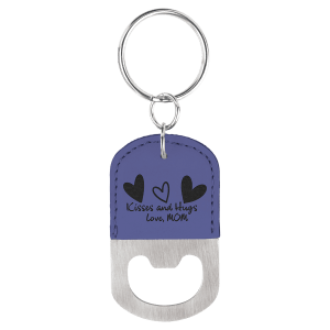 Purple Leatherette Oval Bottle Opener Keychain