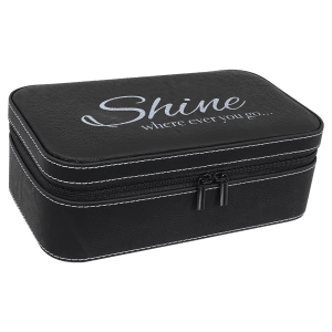 Black/Silver Large Leatherette Jewelry Box