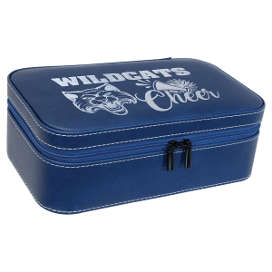 Blue/Silver Large Leatherette Jewelry Box