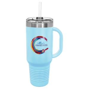 Light Blue Polar Camel 40 oz. Travel Mug with Straw and Snap Lid