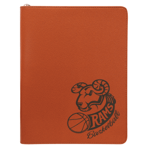 Basketball Leatherette Portfolio with Zipper and Notepad