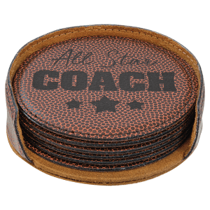 Football Leatherette Round 6 Coaster Set