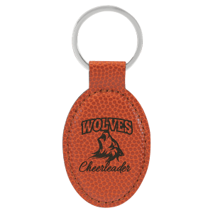 Basketball Leatherette Oval Keychain