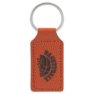 Basketball Leatherette Rectangle Keychain