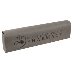 Gray Lasered Leatherette Pill Box with Days of the Week Organizer