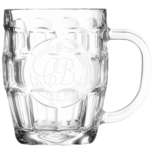 Polar Camel Glass Beer Mug with Handle and Round Engraving Area