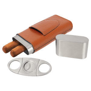 Basketball Leatherette Cigar Case with Cutter