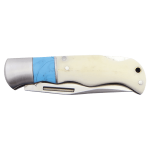 Bison River Bone/Blue Handle Folding Knife