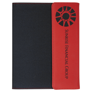 Black with Red/Black Leatherette Canvas Portfolio with Notepad