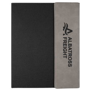 Black with Gray/Black Leatherette Canvas Portfolio with Notepad