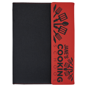 Black with Red/Black Leatherette Canvas Portfolio with Notepad