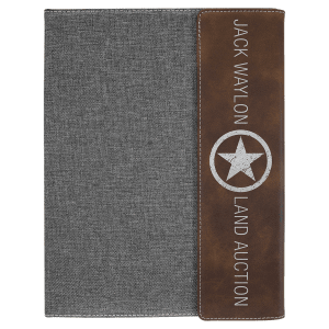 Gray with Rustic/Silver Leatherette Canvas Portfolio  with Notepad