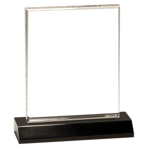 CLEAR ACRYLIC RECTANGLE W/BLACK BASE