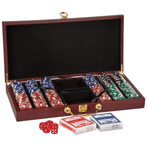 Rosewood Finish Poker Set