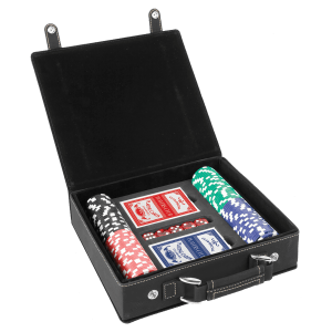 Black/Gold Leatherette Poker Set