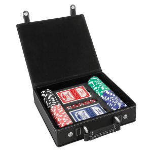 Black/Silver Leatherette Poker Set