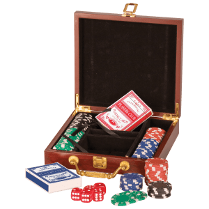 Rosewood Finish Poker Set