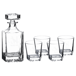 750 ML Polar Camel Square Decanter Set with 4-11 oz. Square Rocks Glasses