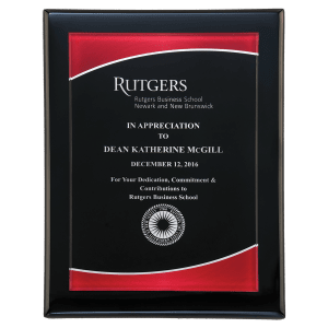 9" x 12" Airflyte Black Piano Finish Plaque with Red Border Acrylic Plate
